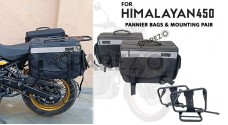 Fit For Royal Enfield New Himalayan 450 Canvas Pannier Black Bags with Mounting - SPAREZO